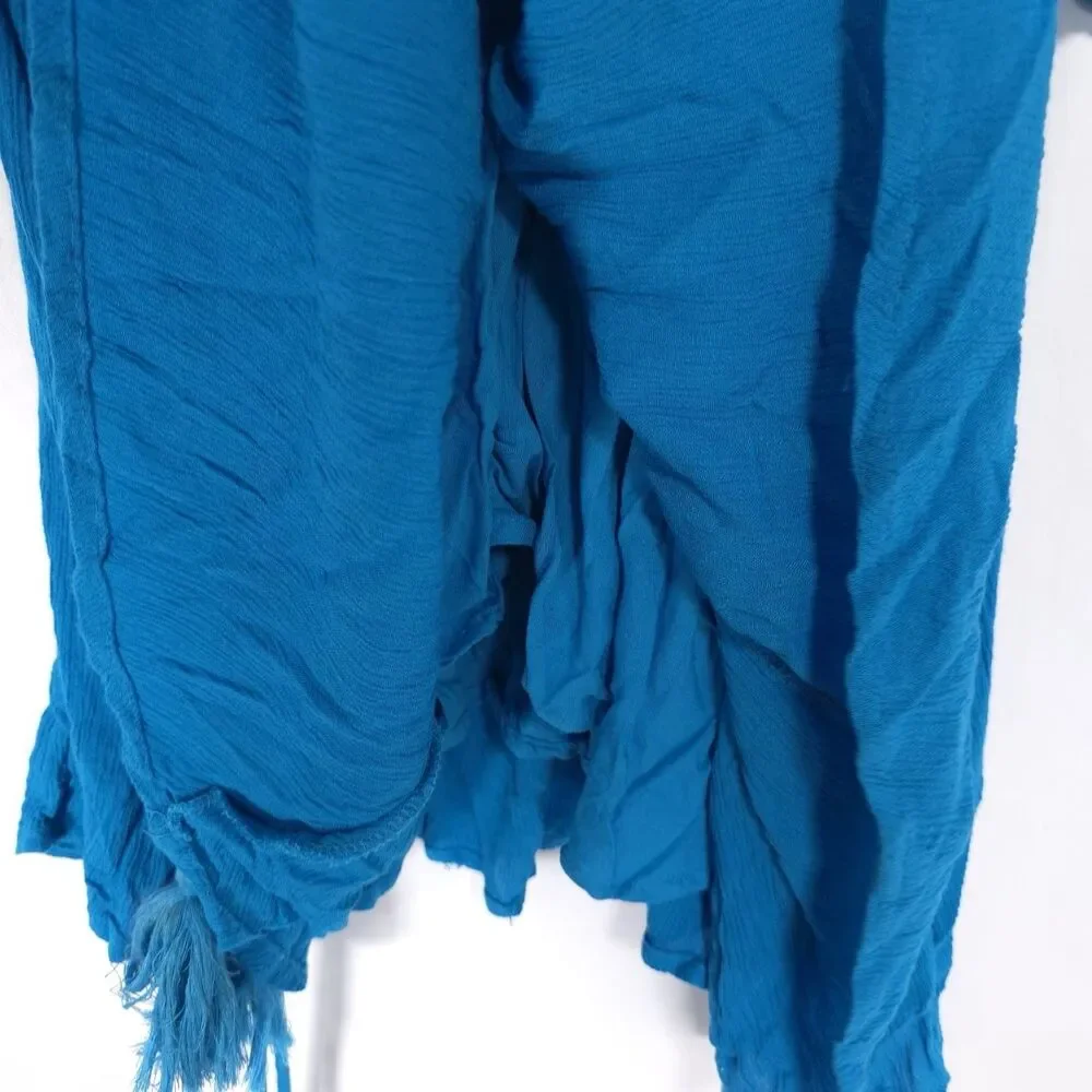 Free People Mini Dress Size S/P Embroidered Tie Waist Boho Blue Viscose OB600169
